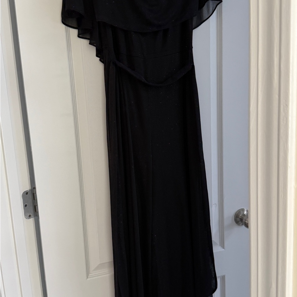 Gabby Skye Black Asymmetrical Ruffled Jumpsuit